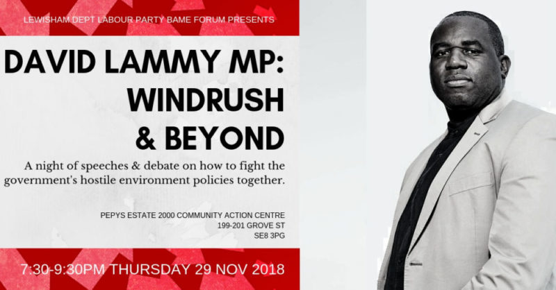 David Lammy MP speaks at Lewisham Deptford BAME Community event Thursday 29th November