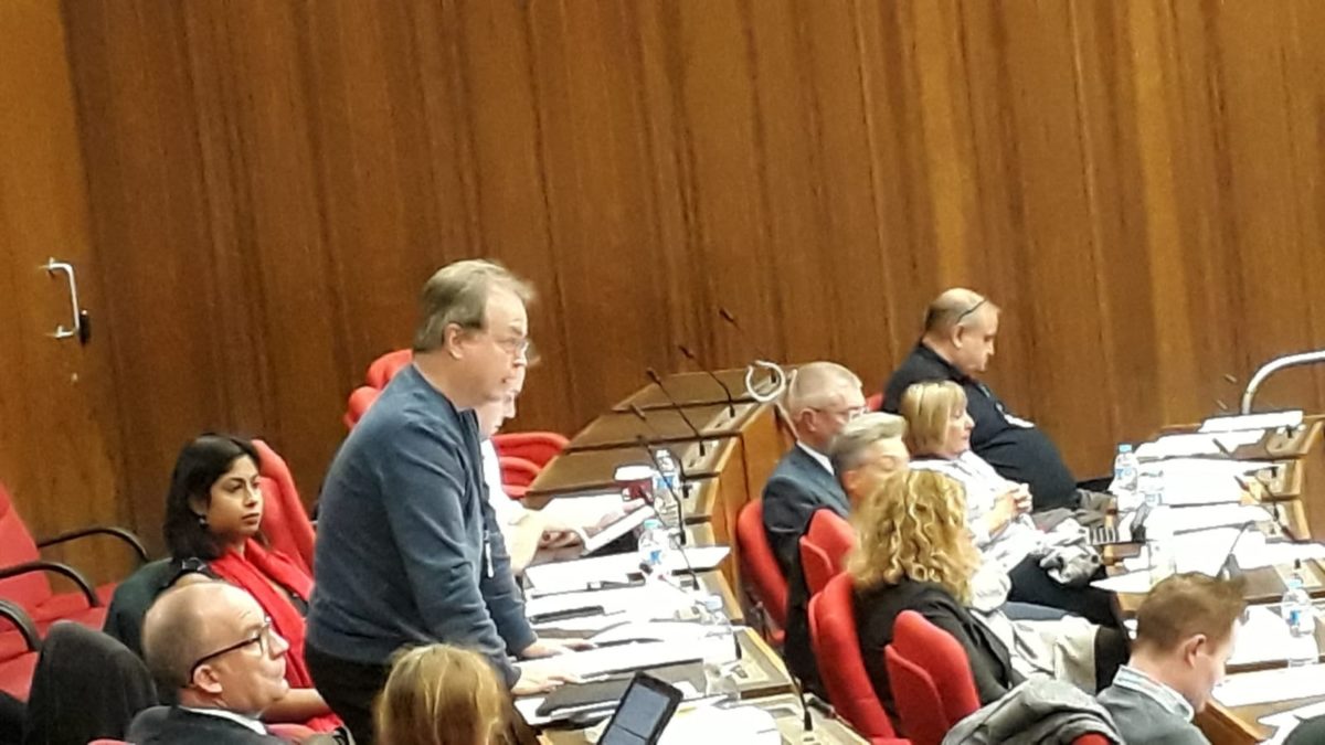 Cllr Steven Penfold moves a motion at Council, opposing Brexit